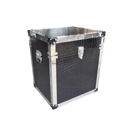 Baule Elegante Nero e Argento e Argento intarziato, Con Chiusura - misure 50x43x56 Altezza