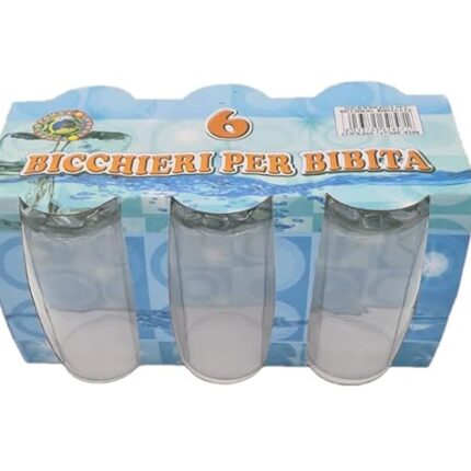 Pamax Set 6 Bicchieri BIBITA Vetro Trasparente 350ML Ultra Resistente