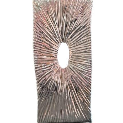 Vaso Decorativo Rettangolare in Rilievo Color Argento Silver con Foro Centrale - Altezza 46 cm